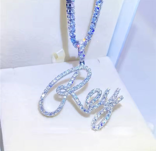 “Simple Diamond Girl Custom Name Pendant